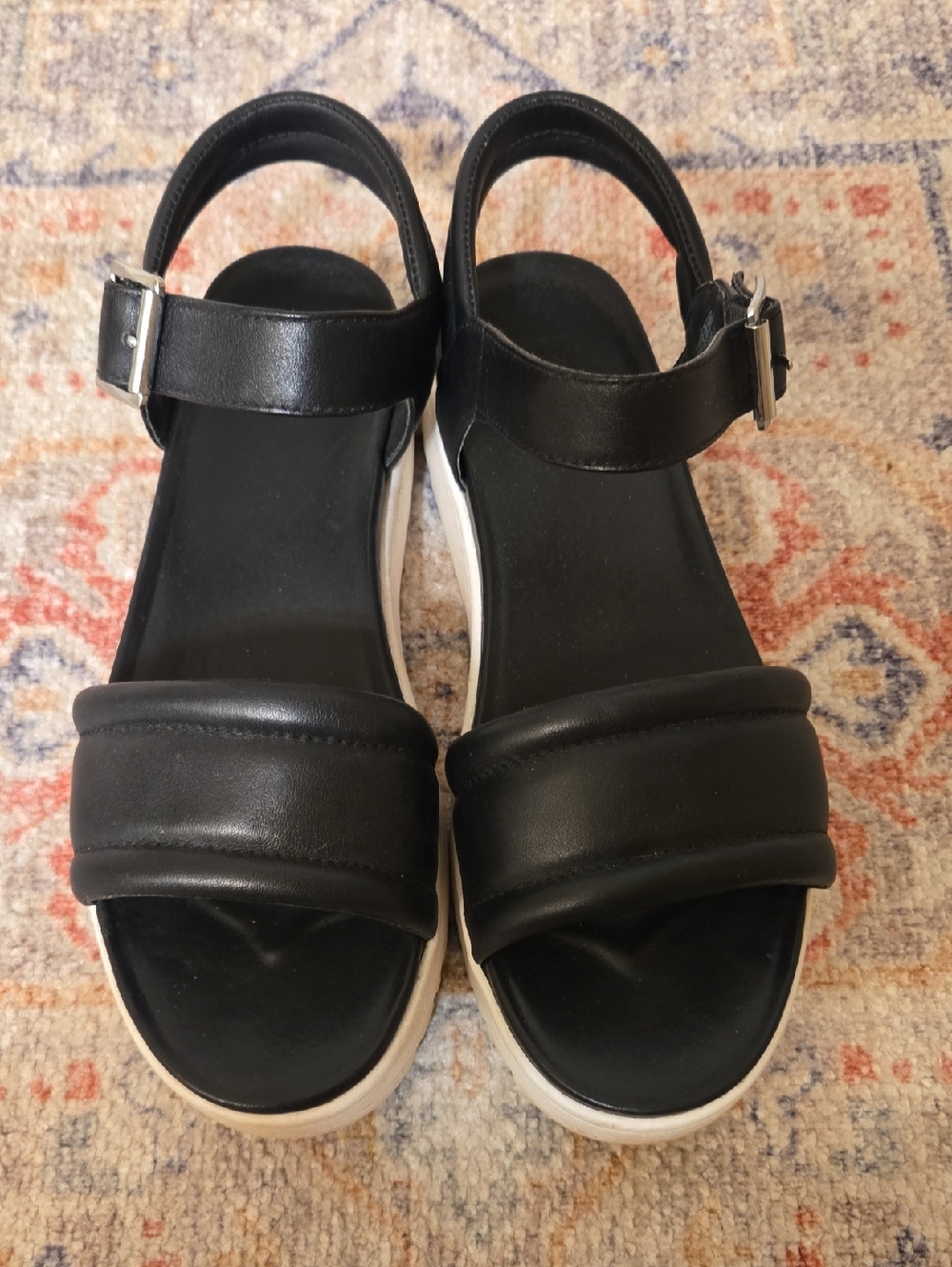 UGG Black Platform Sandals with White Sole Trim